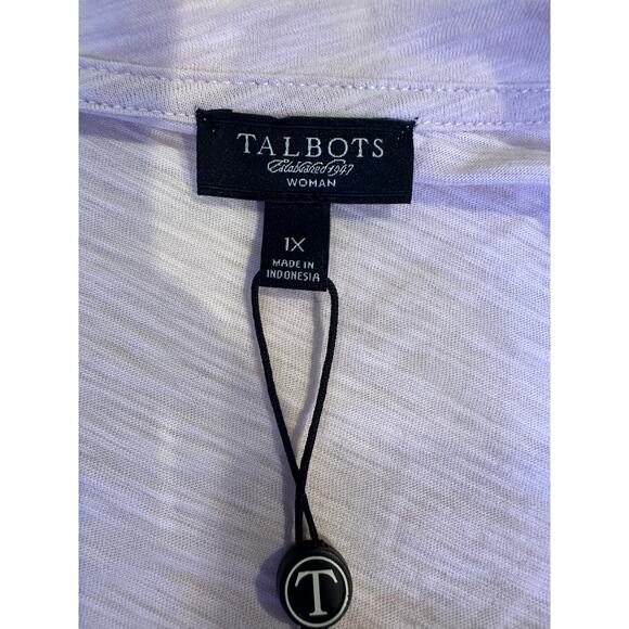 NWT Talbots 1x plus women 100% cotton pink knit henley cottage beachy romantic - Picture 6 of 8